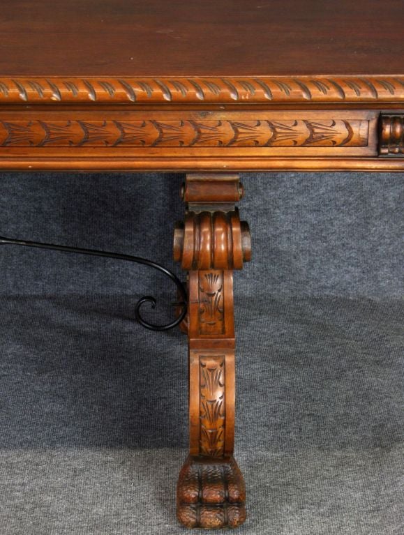 Large Vintage Spanish Renaissance Claw Foot Table 2