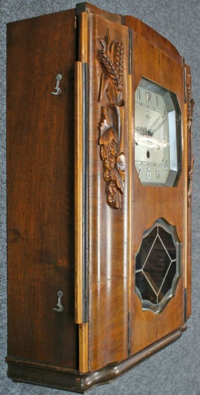 20th Century Large Antique Art Deco Westminster Regulator Wall Clock