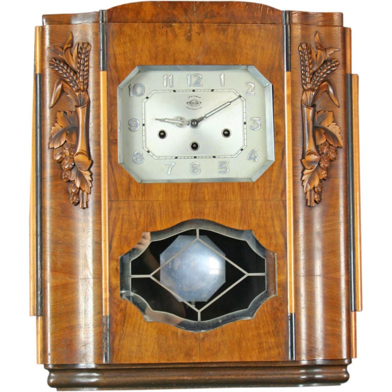 Large Antique Art Deco Westminster Regulator Wall Clock