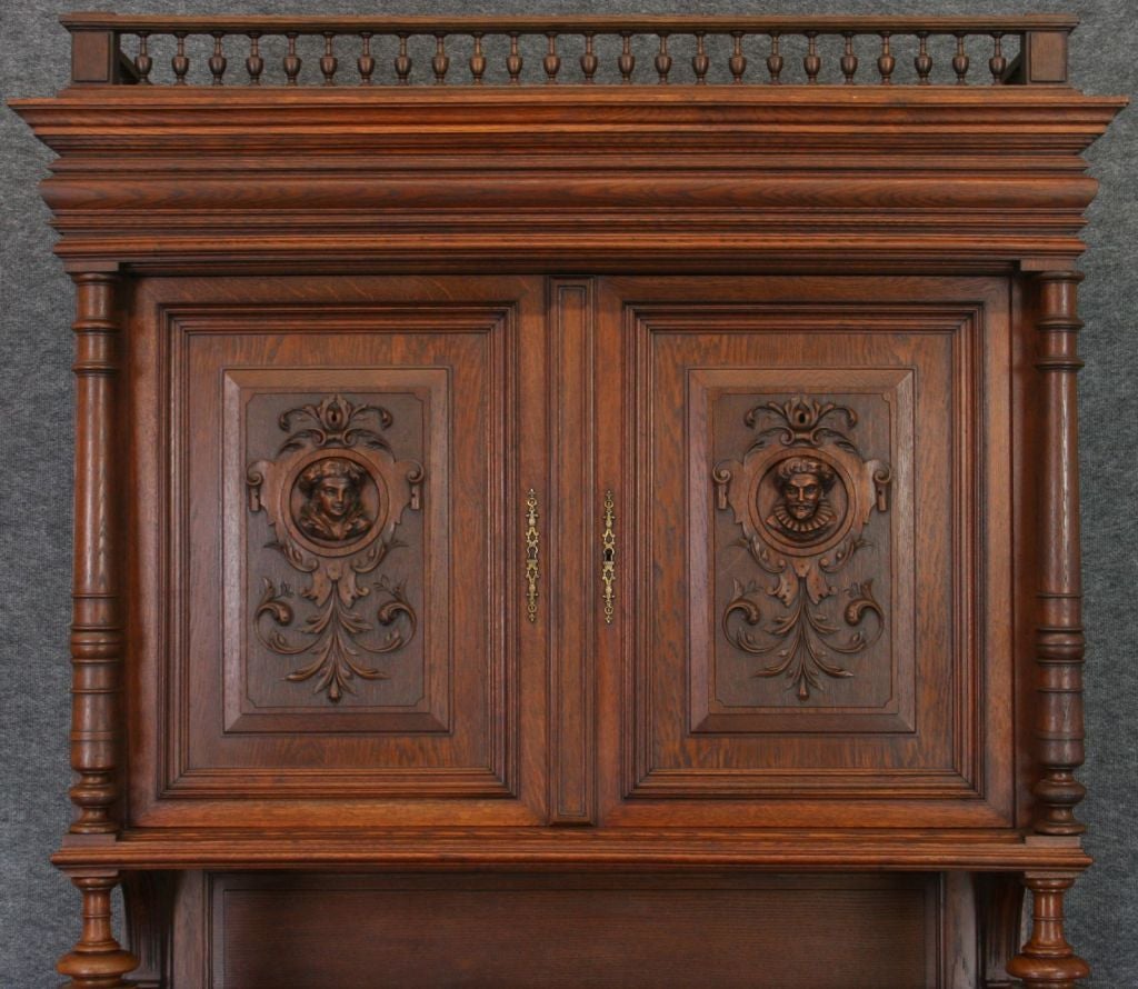 20th Century Antique French Carved Oak Renaissance Buffet Sideboard For Sale