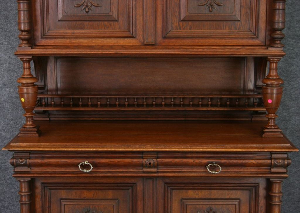 Antique French Carved Oak Renaissance Buffet Sideboard For Sale 1