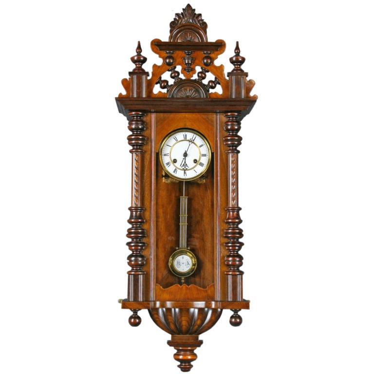 Antique Vienna Regulator Wall Clock RS Carved Walnut at 1stDibs