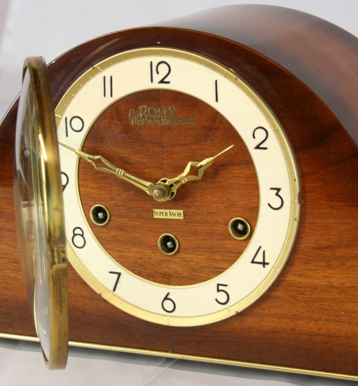 Mid-20th Century Mid-Century Modern Westminster Mantel Clock Rolls Ancre