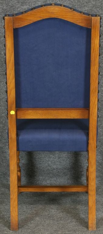 Set 6 Vintage French Country Dining Chairs Oak Blue For Sale 2