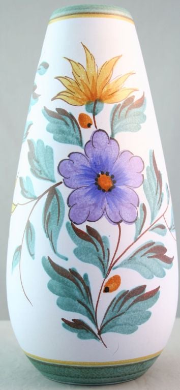 Large Vintage Dutch Majolica Vase Plateel Gouda Flowers