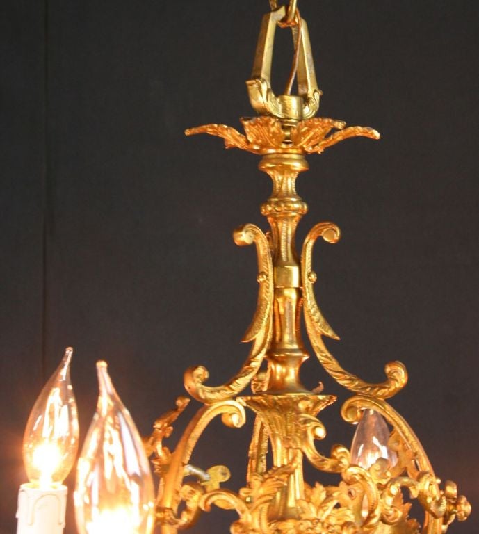 Vintage French Rococo Chandelier Light Fixture Flowers