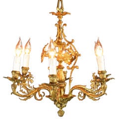 Vintage French Rococo Chandelier Light Fixture Flowers