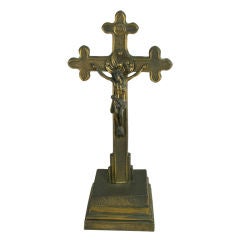 Vintage French Standing Cross Crucifix Jesus Christ
