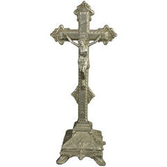 Antique French Art Nouveau Standing Cross Crucifix