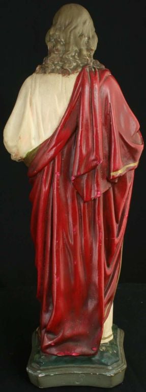 Antqiue French Chalk Jesus Christ Sacred Heart 4