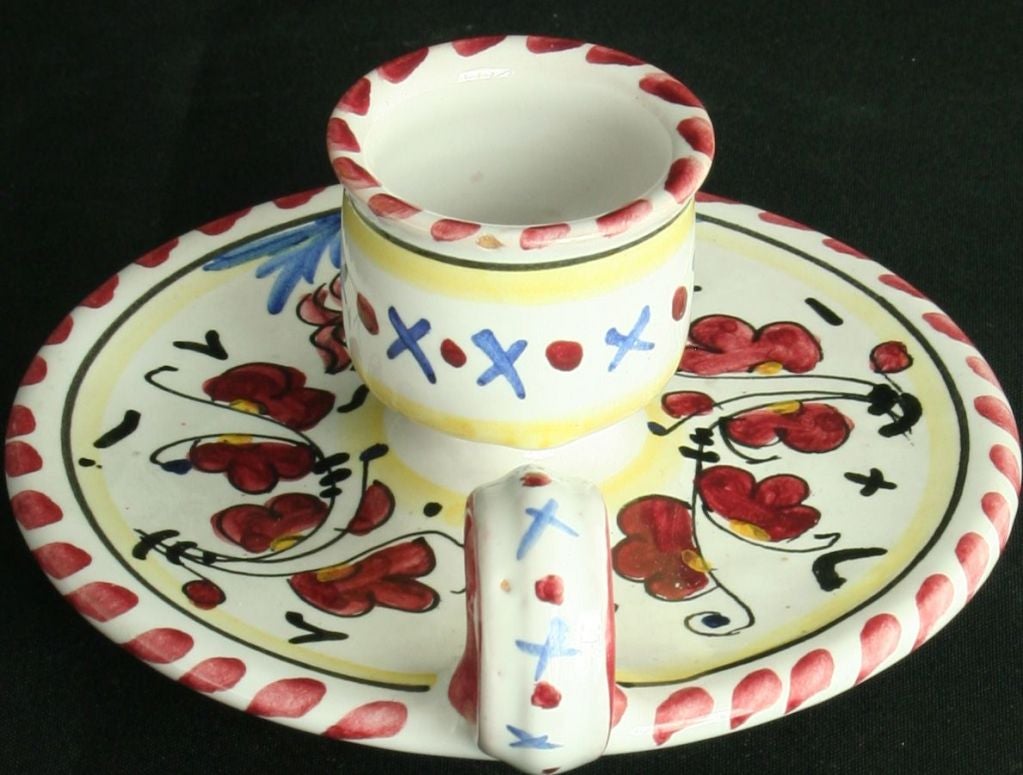 Ceramic Vintage Italian Deruta Majolica Candleholder Rooster