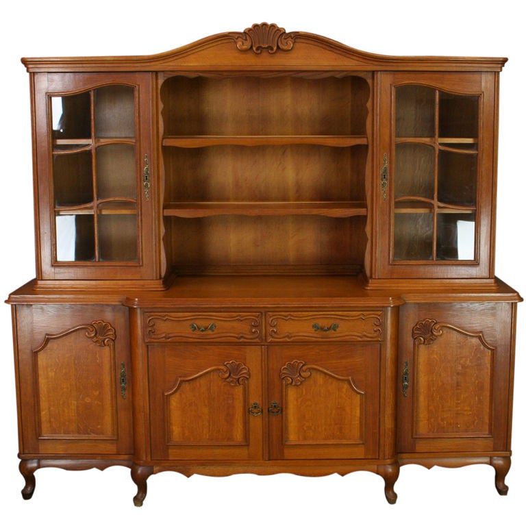 Vintage French Country Louis XV Buffet Sideboard Hutch For Sale