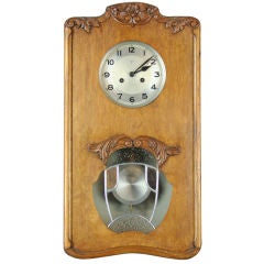 Antique German Art Deco Regulator Wall Clock Mauthe Oak