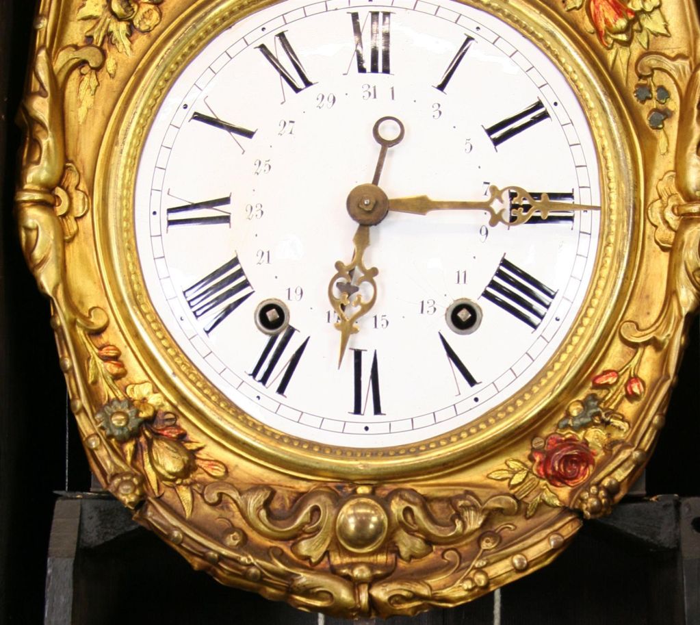Antique French Morbier Tallcase Grandfather Clock For Sale at 1stDibs