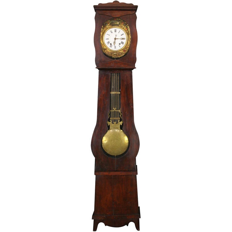 Antique French Morbier Tallcase Grandfather Clock For Sale at 1stDibs