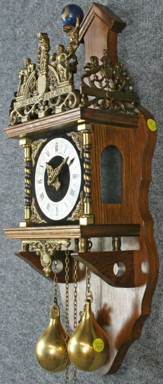 Metal Vintage Dutch Zaandam Zaanse Atlas Pendulum Wall Clock For Sale