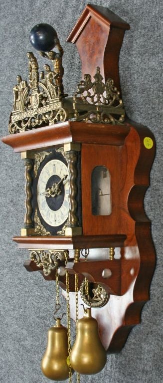 Mahogany Vintage Dutch Zaandam Zaanse Atlas Pendulum Wall Clock For Sale