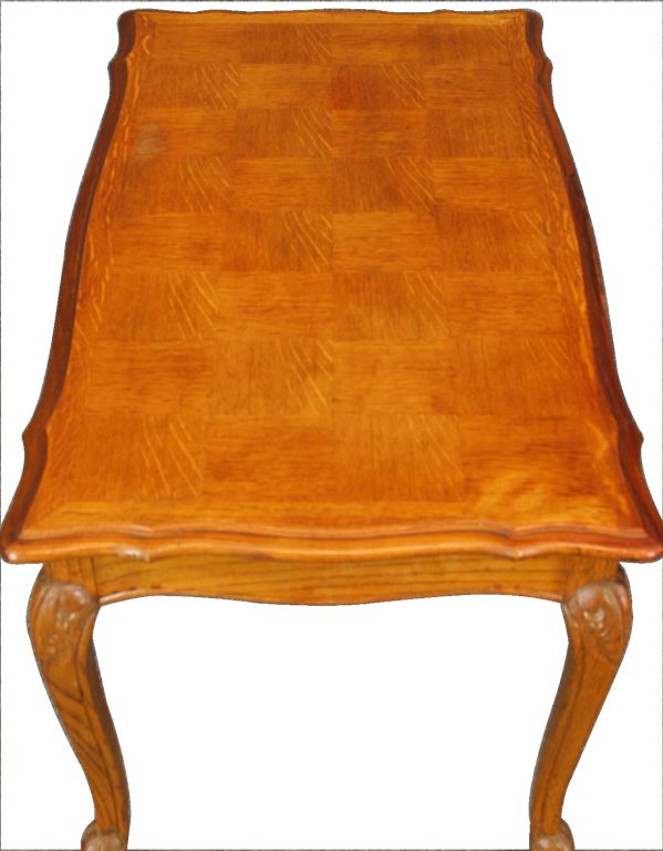 CUTE French Country Louis XV Parquetry Oak Coffee Table For Sale 4