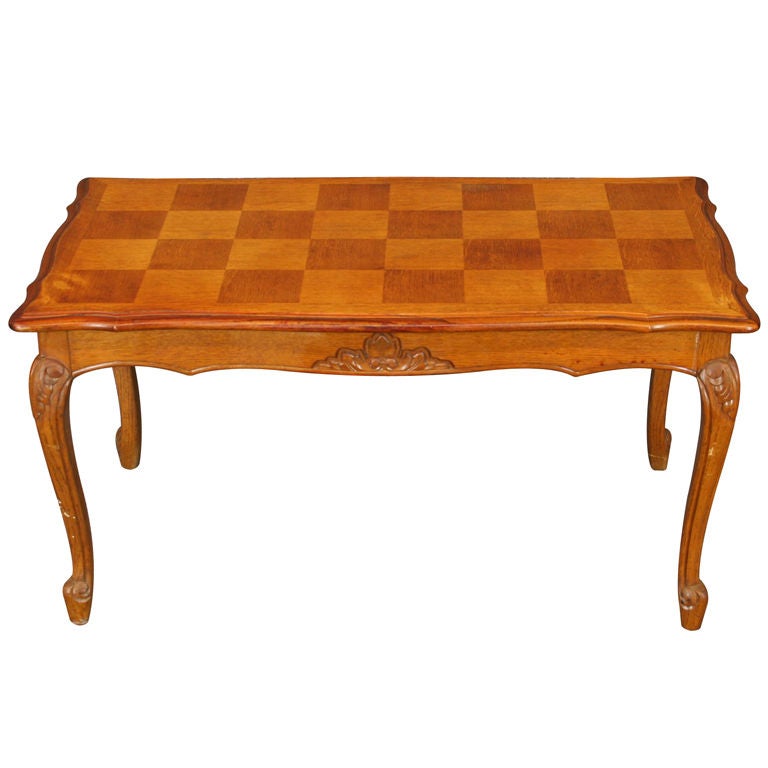 CUTE French Country Louis XV Parquetry Oak Coffee Table For Sale