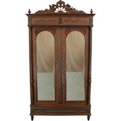 Antique French Carved 2 Door Brittany Armoire Wardrobe