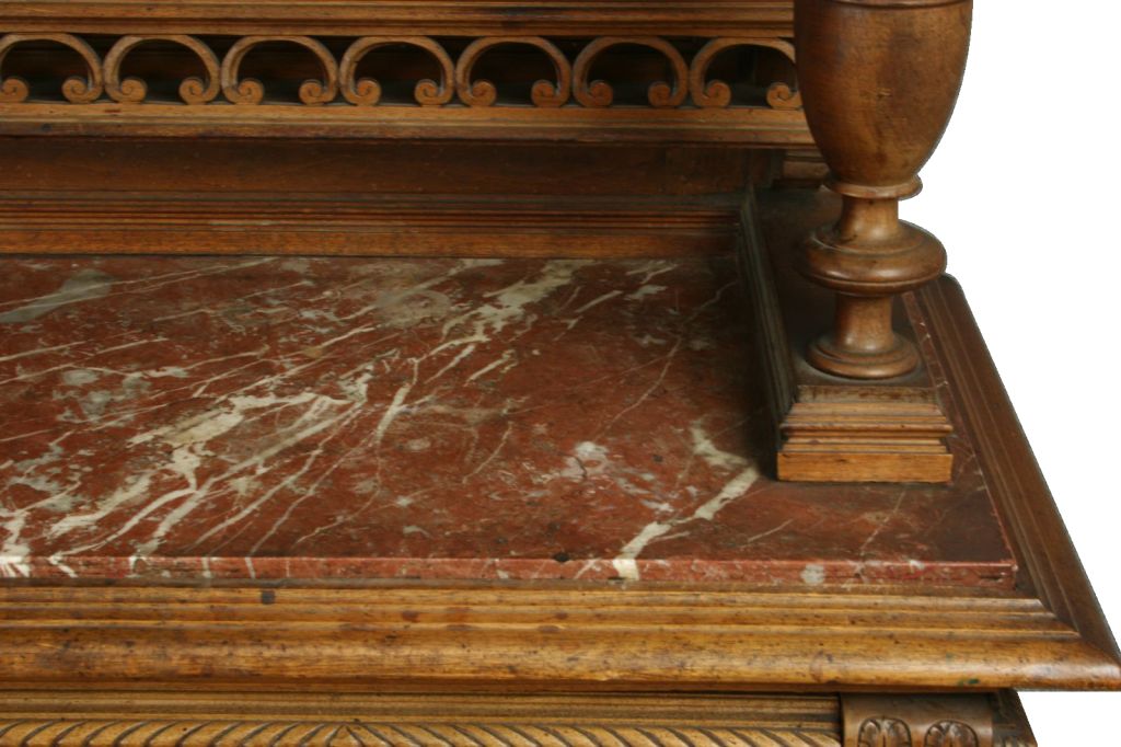 Marble Antique French Henry II Renaissance Sideboard Server For Sale