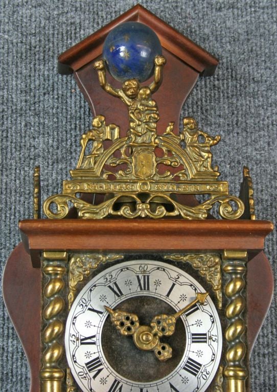 A nice vintage Zaandam Zaanse Style Wall Clock, also known as an Atlas Clock, from Holland dating to 1950 in mahogany.