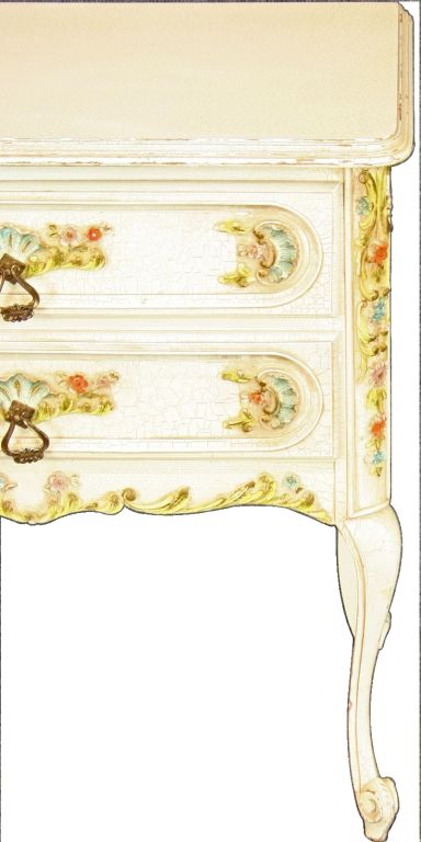 Wood CUTE French Country Painted Flowers Chest of Drawers For Sale