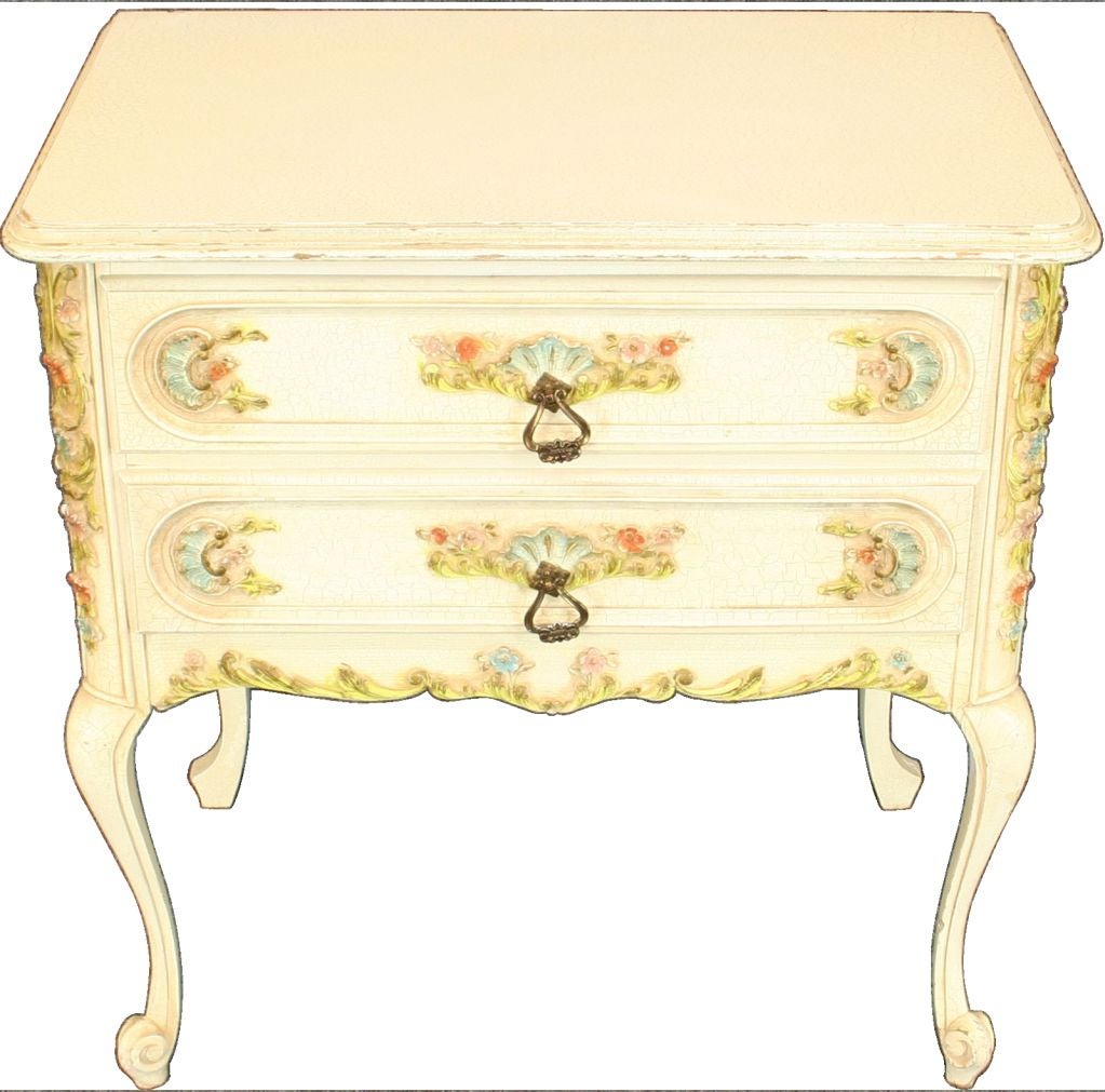 CUTE French Country Painted Flowers Chest of Drawers For Sale 2
