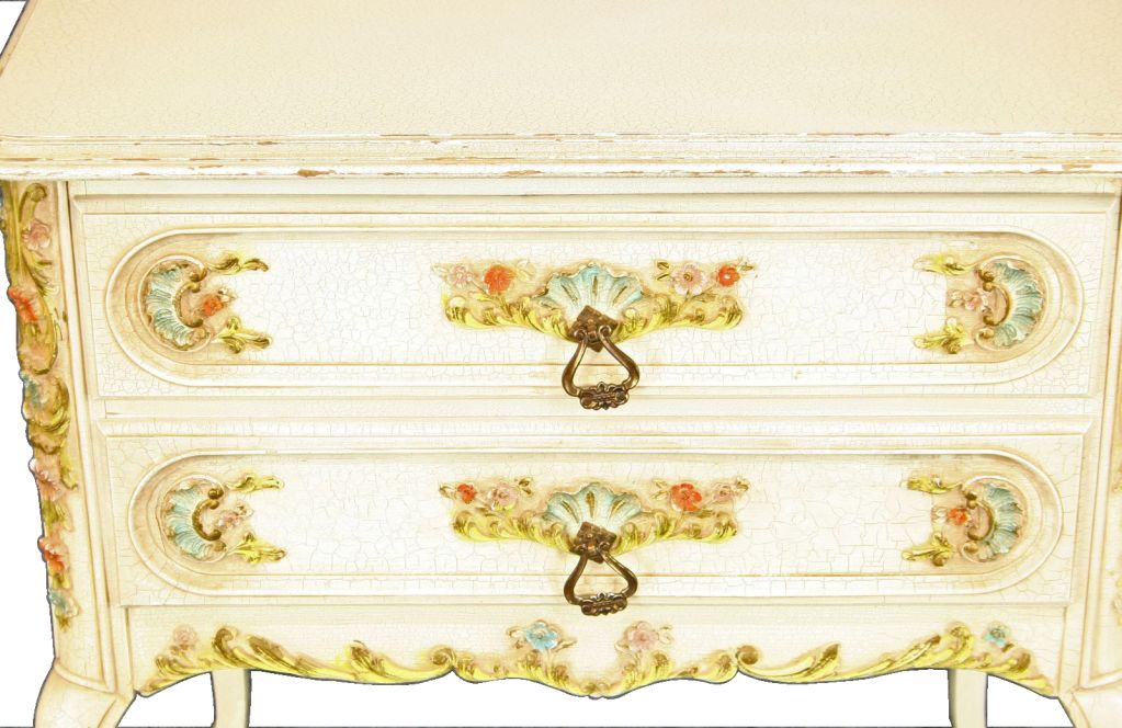 CUTE French Country Painted Flowers Chest of Drawers For Sale 3