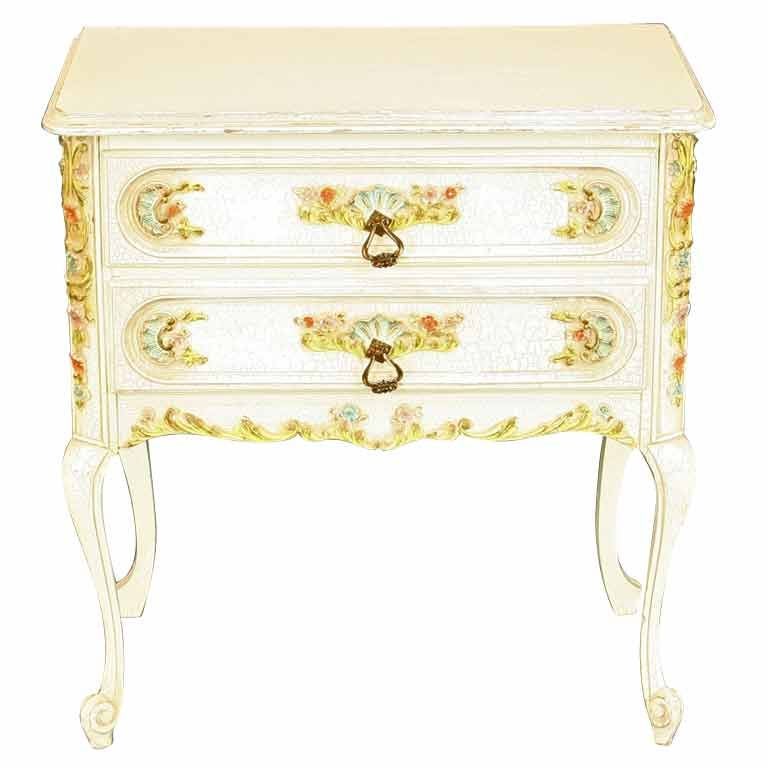 CUTE French Country Painted Flowers Chest of Drawers For Sale
