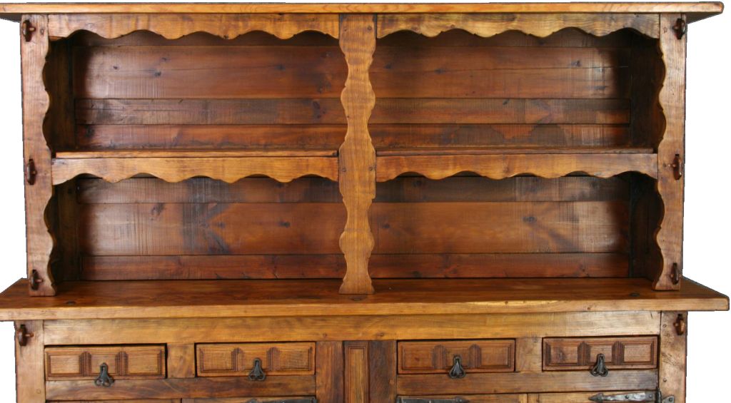 Mid-20th Century Vintage Spanish Mission Oak Buffet Sideboard Vasselier For Sale