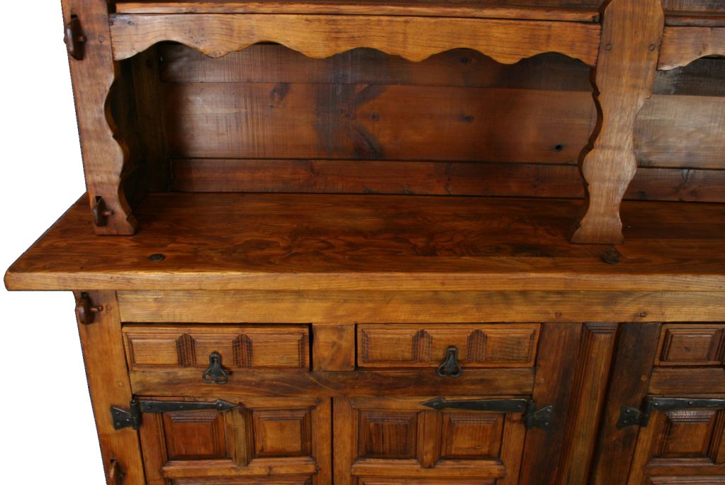 Vintage Spanish Mission Oak Buffet Sideboard Vasselier For Sale 3