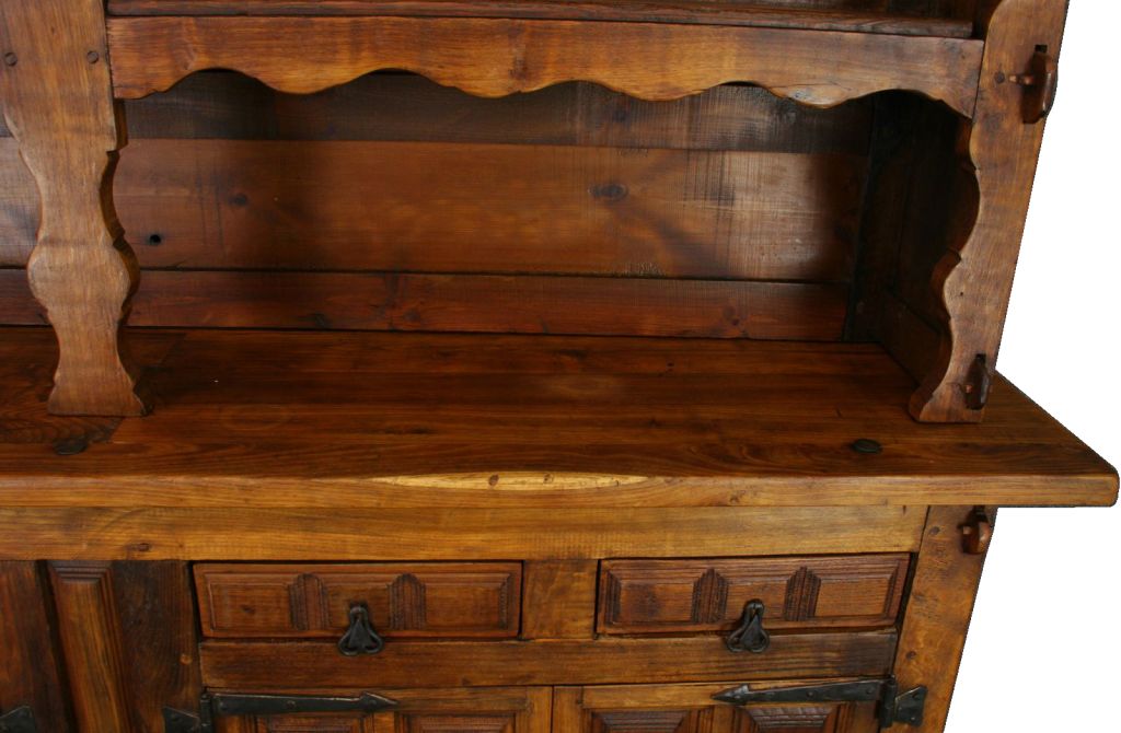Vintage Spanish Mission Oak Buffet Sideboard Vasselier For Sale 4