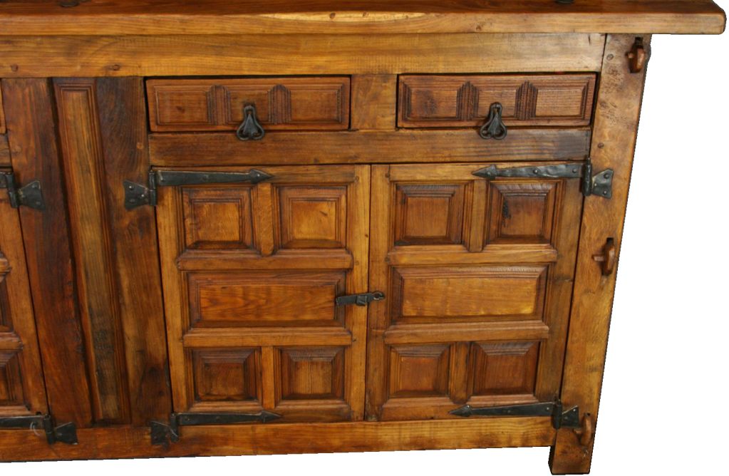 Vintage Spanish Mission Oak Buffet Sideboard Vasselier For Sale 5