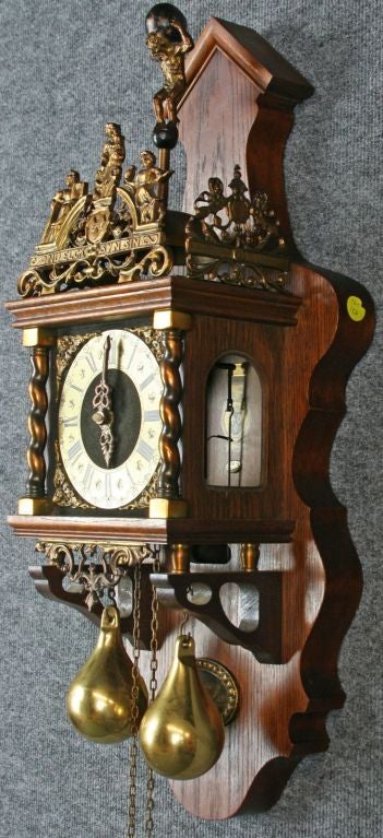 Metal Vintage Zaandam Zaanse Atlas Pendulum Wall Clock Wuba For Sale