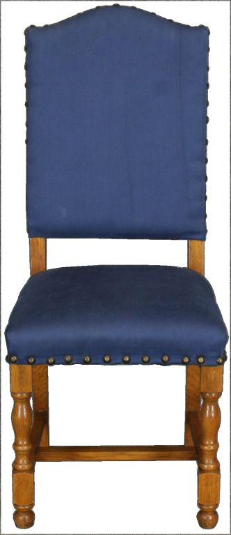Mid-20th Century Set 6 Vintage French Country Dining Chairs Oak Blue For Sale