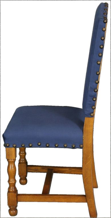 Set 6 Vintage French Country Dining Chairs Oak Blue For Sale 1