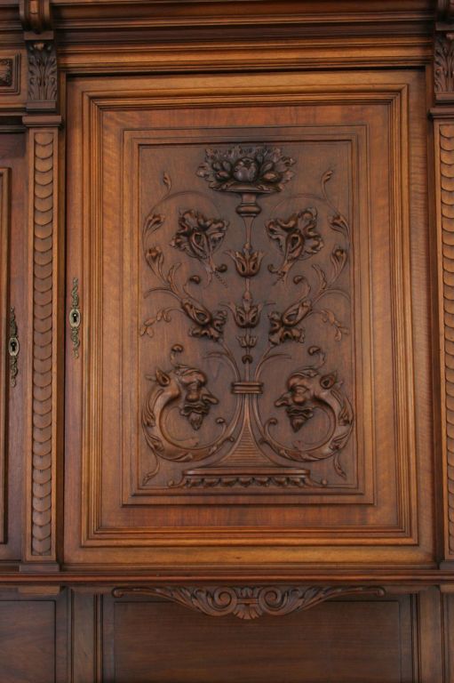 Antique French Renaissance Buffet Carved Irises For Sale 5