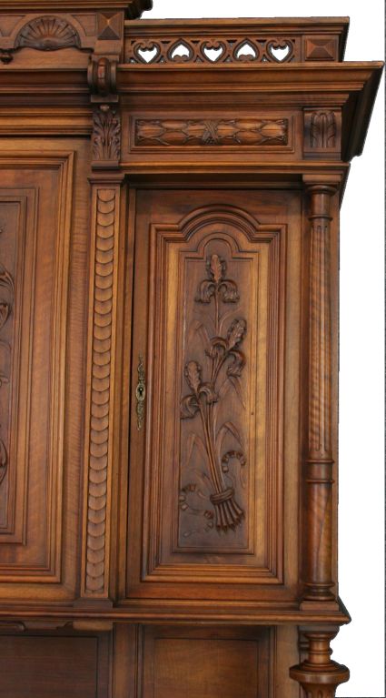 Antique French Renaissance Buffet Carved Irises For Sale 6