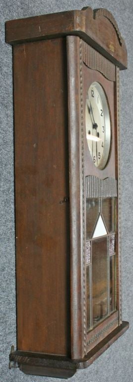 Oak Vintage German Art Deco Regulator Wall Clock Mauthe For Sale