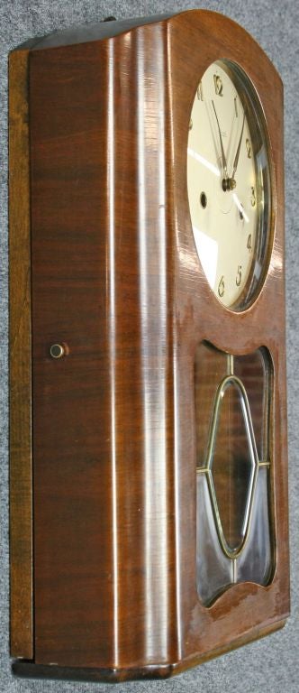 Mid-20th Century Vintage German Art Deco Regulator Wall Clock Kienzle For Sale