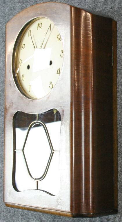 Walnut Vintage German Art Deco Regulator Wall Clock Kienzle For Sale