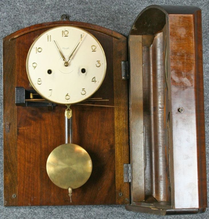 Vintage German Art Deco Regulator Wall Clock Kienzle For Sale 1