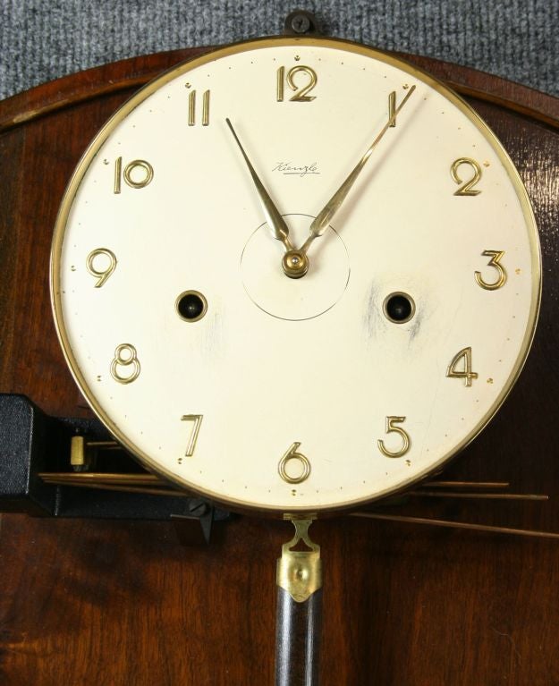 Vintage German Art Deco Regulator Wall Clock Kienzle For Sale 2