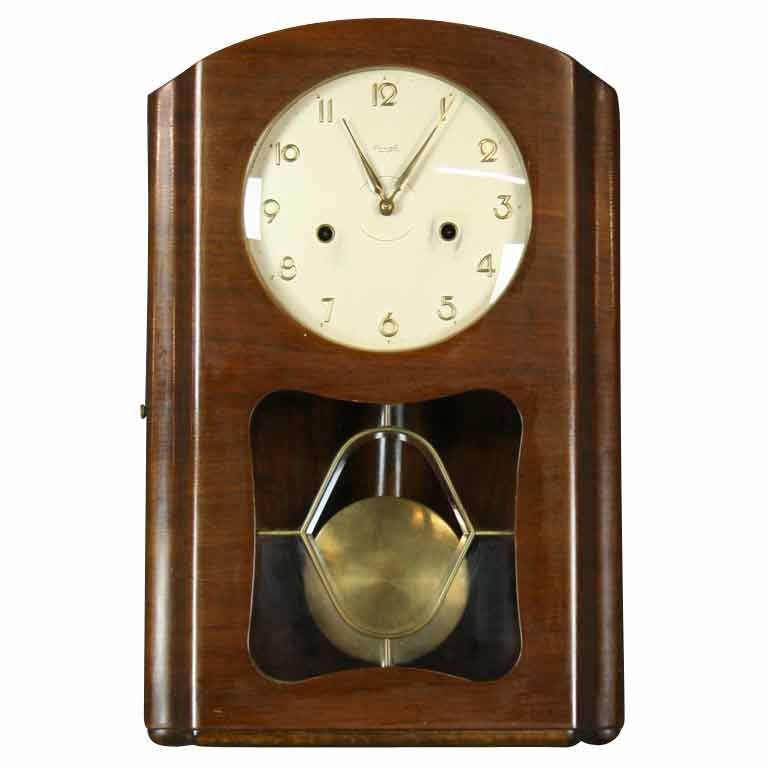 Vintage German Art Deco Regulator Wall Clock Kienzle For Sale