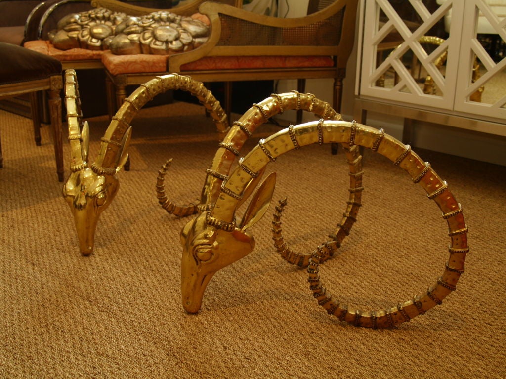 Uniquely Detailed Pair of Rams Head Sculpture/Coffee Base