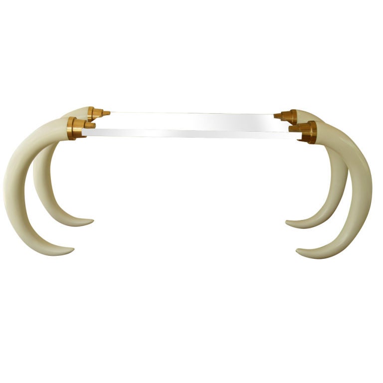 Lucite & Cast Elephant Tusk Console