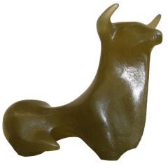 Sculpture de taureau produite conçue par CLAUDE LHOSTE pour Daum