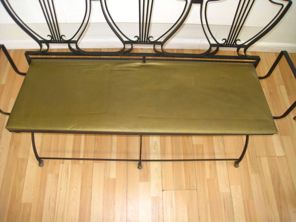 Italian 50's Wrought Iron Swan Folding Bench with Bronze Detail at 1stDibs