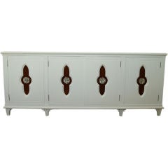 Two-Toned Long Chest of Drawers with Chrome Accents